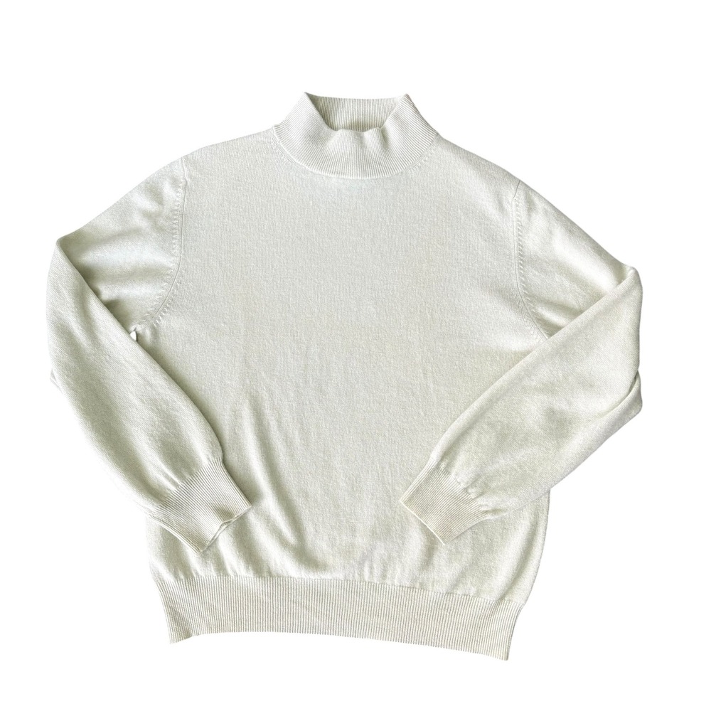 Westbound Vintage Womens 100% Cashmere Mock Neck Sweater Cream M Quite Luxury